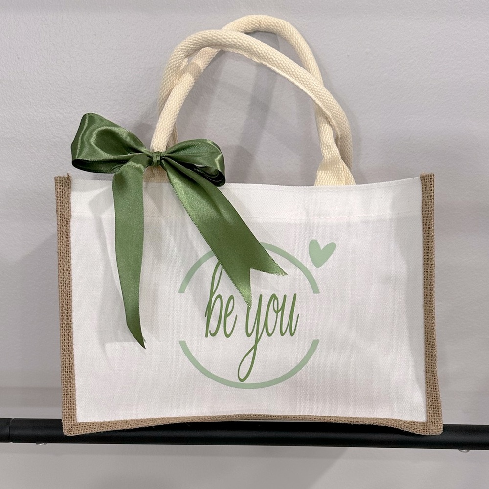 White and Green Tote Bag